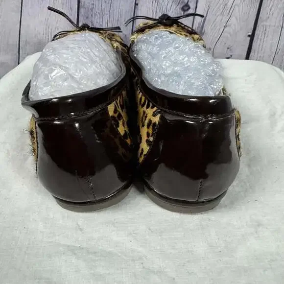 VOLOTILE Animal Print Flats Slip-On Leather Brown Tan Size 8 - Picture 4 of 8